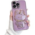 thumbnail image 1 of Cute Bunny Hidden Stand Compatible with iPhone 13 Pro Case, Soft TPU Bumper Shockproof 3D Mirror Rabbit Bracket Purple Phone Case with Camera Protection for Women, Girl - Lilac, 1 of 6