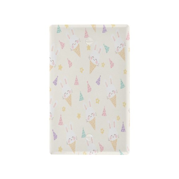 Cute Bunny Ice Cream Pattern Decorative Wall Plate, Flame Retardant PC Plastic Light Switch & Outlet Cover with Mounting Screws Fits Blank Unused Outlet