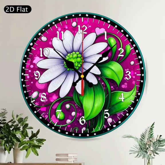 Cute Bunny In Teacup Floral Round Wall Clock Silent Non-Ticking Wooden Decor