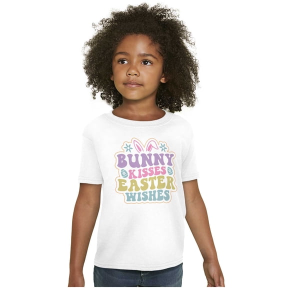 Cute Bunny Kisses Easter Wishes Girls Kids T Shirt Tees Teen Brisco Brands L