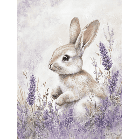 Cute Bunny Lavender Canvas Wall ArtSuitable for Living RoomBedroomBathroomNurseryKitchen Decoration.