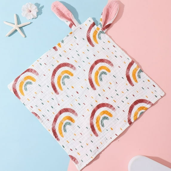 Cute Bunny Muslin Baby Hand Washcloths, Soft Cotton Bath Face Towel, 4 Layers Extra Absorbent Feeding Burp Cloth for Newborn Infant Multicolor A 0-2 Years