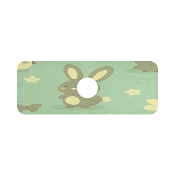 Cute Bunny Pattern Single Compact Faucet Drying Pad 14.7x5.4in Absorbent Mat for Small Sinks, Vanity Countertops