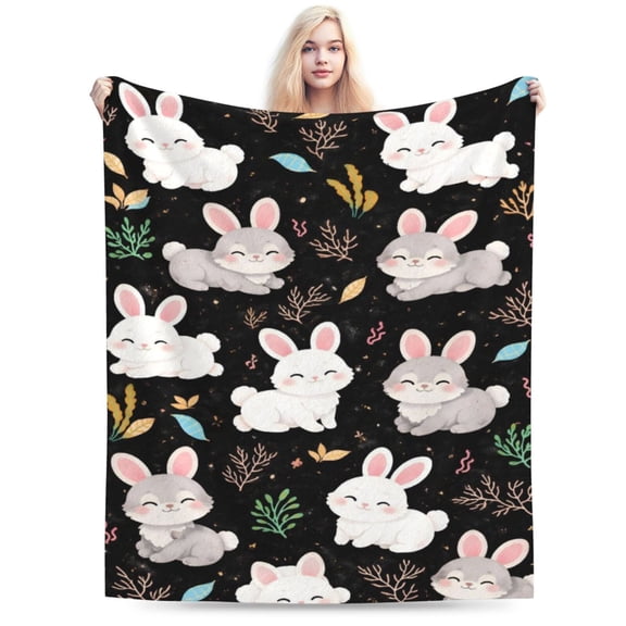 Cute Bunny Pattern Throw Blanket, Soft Aesthetic Animal Print Blanket for Sofa Couch Bed, Cozy Home Decor 50x40