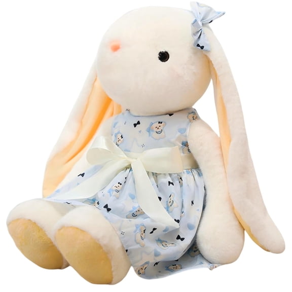 Cute Bunny Plush - 17.72 Inch Soft Stuffed Rabbit with Floral Dress & Bow, Soft Cuddly Bunny Gift