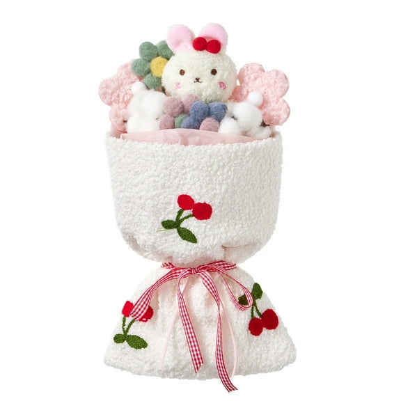 Cute Bunny Plush Bouquet Stuffed Animals Plushies Doll Toy Flower Wedding Decorations Gift for Girlfriend Wife Daughter Kids Valentine Birthday Anniversary Party Supplies