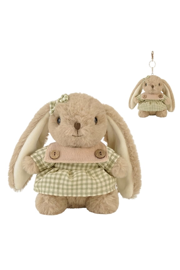 Cute Bunny Plush Keychain 5.9 in, Rabbit Bag Charm Soft Bunny Stuffed Animal Pendant for Backpack Purse Keys, Easter Decorations Easter Gifts, Camel