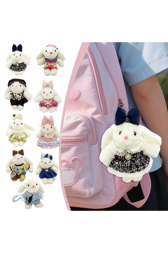 Cute Bunny Plush Keychain for Backpack,Long Ear Rabbit Animal Doll Plush Stuffed Bunny Doll Key Chain,Mini Rabbit Keychain Purse Charm Pendant Gift for Women