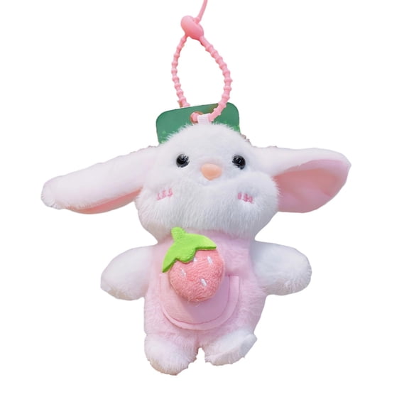 Cute Bunny Plush Keychain for Backpack, 4.7" Inch Mini Rabbit Keychain Purse Charm Pendant Gift for Women(Pink)