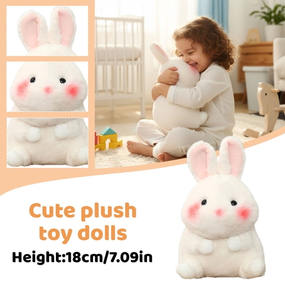Cute Bunny Plush Toy, Soft Stuffed Rabbit Doll With Fluffy Fur And Blush Cheeks, For Girls Boys Birthday Gifts Christmas Decorations Daily Companionship
