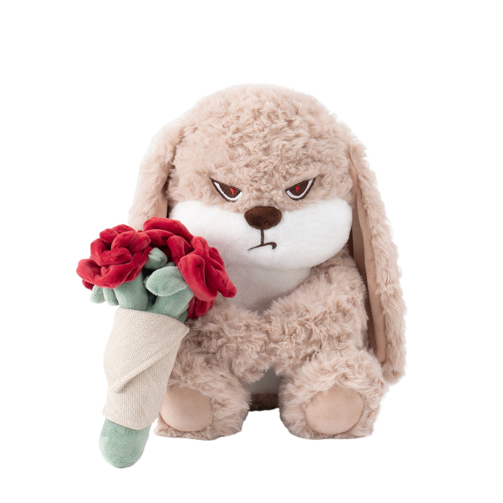 Cute Bunny Plush Toy with Rose Kawaii Soft Rabbit Doll Funny Gift Plush Home Decor Pillow
