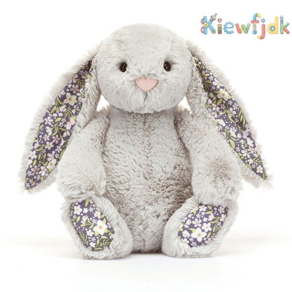 Kiewfjdk Easter Bunny Plush Toys Blossom Gray, 12" Soft Plush Bunny Stuffed Animal with Floppy Ears, Easter Decorations & Basket Stuffers, Long Ear Stuffed Rabbit Toys for Kids, Boys, Girls Age 3+