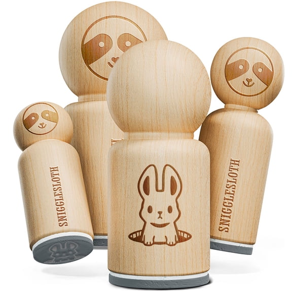 Cute Bunny Rabbit Emerging From Hole Warren Rubber Stamp for Stamping Crafting Planners - 1/2 Inch Mini