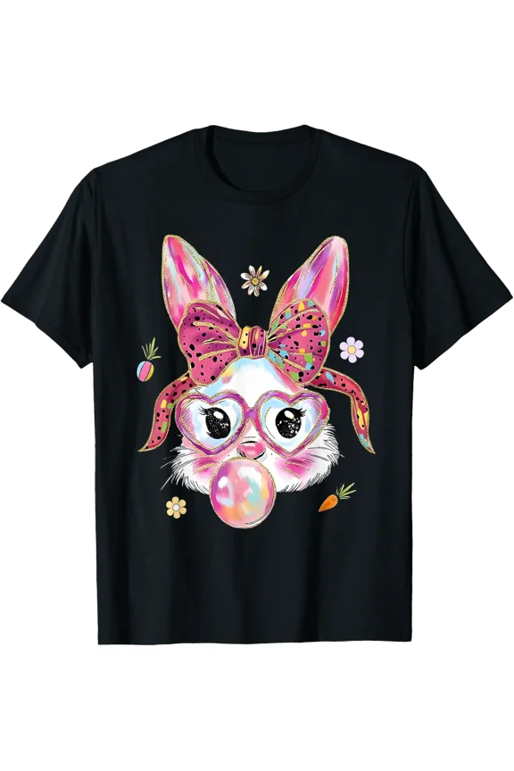 Cute Bunny Rabbit Face Happy Day T-Shirt All Size S-5XL