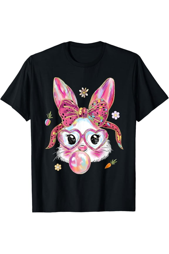 Cute Bunny Rabbit Face Happy Easter Day Women T-Shirt