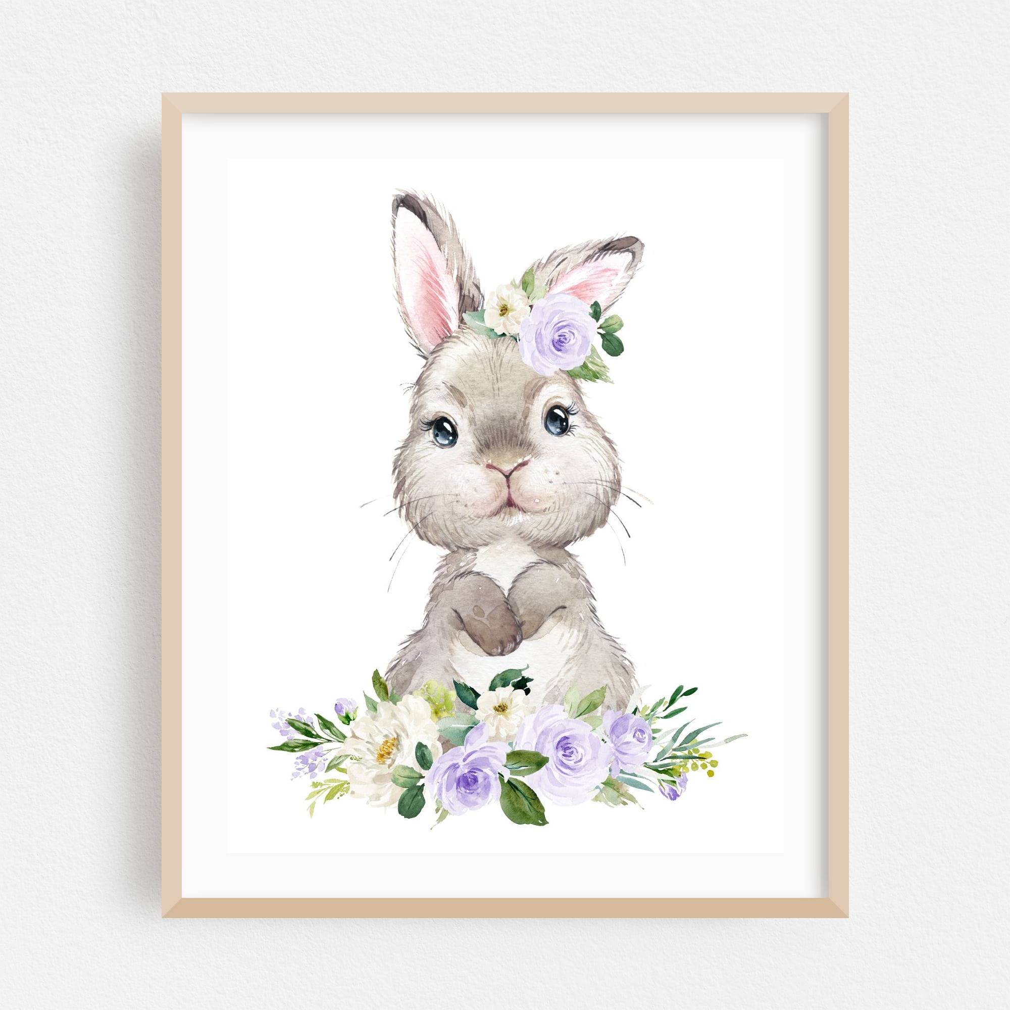 Cute Bunny, Rabbit, Forest Animals, Woodland Animals, Boho, Blue ...