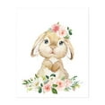 thumbnail image 1 of Cute Bunny, Rabbit, Forest Animals, Woodland Animals, Boho, Pink Flowers, Girl Nursery - Illustration Watercolor Floral Animal Whimsical Unframed Wall Art Print 22 x 28 inches, 1 of 13