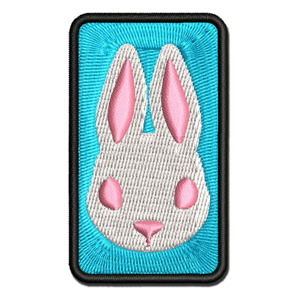 Cute Bunny Rabbit Head Applique Multi-Color Embroidered Iron-On Patch - 2.5 Inch Small