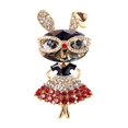 thumbnail image 1 of Cute Bunny Rabbit Pin Brooch for Easter, Lovely Crystal Cute Glasses Rabbit Animal Crystal Charm Brooch Pin, 1 of 11