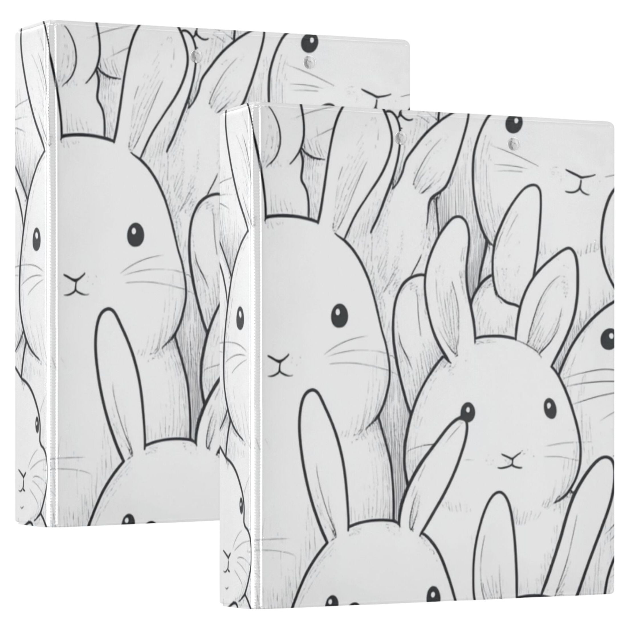 Cute Bunny Rabbits 3 Ring Binders 1.5 inch Hardcover File Folders with Interior Pockets A4 Size Organizer for School Office Hospital