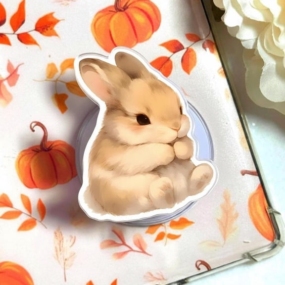 Cute Bunny Sitting Phone Grip, Aesthetic White Rabbit MagSafe Holder, Kawaii Minimalist Bunny Griptok, Unique Gift for Bunny Lovers & Hardcore Readers