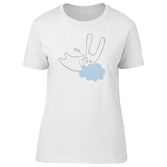 Cute Bunny Sleeping On A Cloud T-Shirt Women -Image by Shutterstock, Female Large