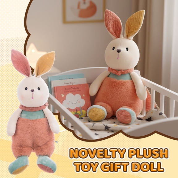 Cute Bunny Stuffed Animal Plush Toy - Soft Fluffy Design With Colorful Ears, Overalls, And Shoes, Perfect , Toddlers, Nursery Decor, Birthday Gifts, Christmas Presents -