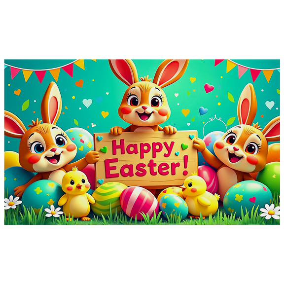 Cute Bunny Themed Happy Easter Banner Background Decorations for Easter Parties Photo Props Backdrop Party Supplies Easter Celebrations Spring Events