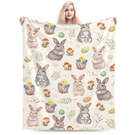 Cute Bunny Throw Blanket Fuzzy Soft Cozy Cute Bunny Blankets Soft Throws Warm Lightweight Plush Fleece Throw Blanket for Kids Men Women Gift Bed Couch Sofa 50x40