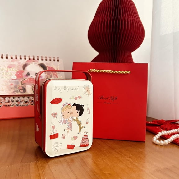 Cute Bunny Tin Storage Box Square Cookie Tinplate Can Jewelry Case Metal Packaging Gift Box Balloon Rabbit Candy Box for Wedding