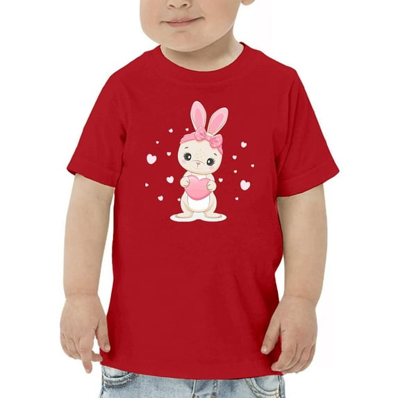 Cute Bunny W Ribbon N Heart T-Shirt Toddler -Image by Shutterstock, 4 Toddler