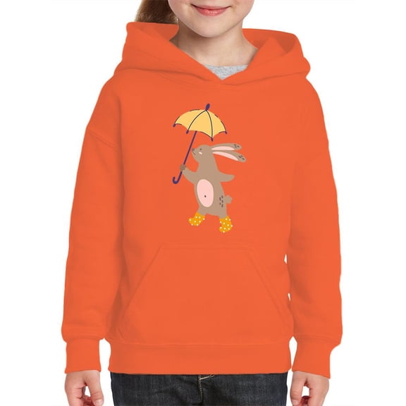 Cute Bunny W Umbrella Hoodie Juniors -Image by Shutterstock, Medium