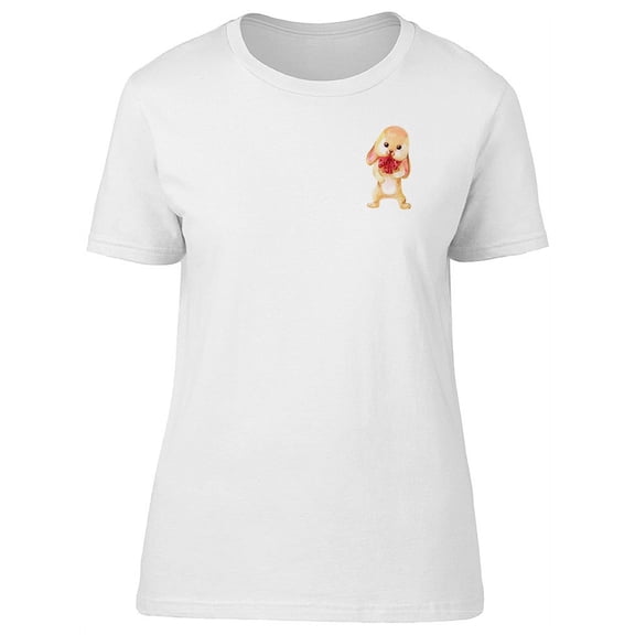 Cute Bunny With A Red Ribbon T-Shirt Women -Image by Shutterstock, Female x-Large