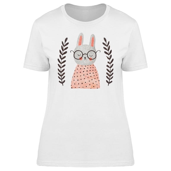 Cute Bunny With Smart Glasses T-Shirt Women -Image by Shutterstock, Female Large