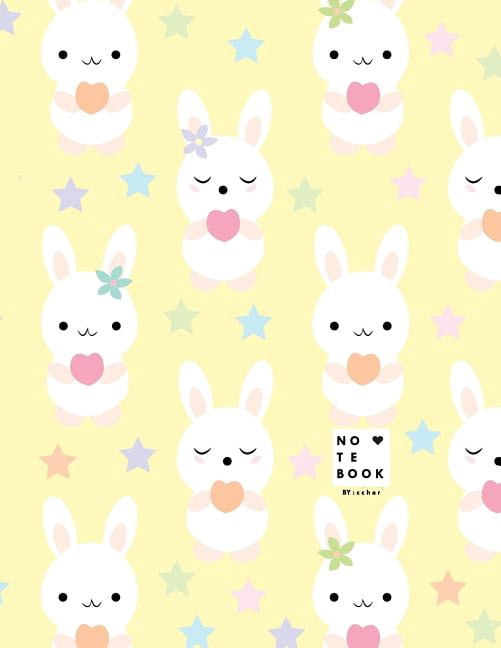 Cute Bunny on Yellow Notebook: Notebook: Cute bunny on yellow cover and ...