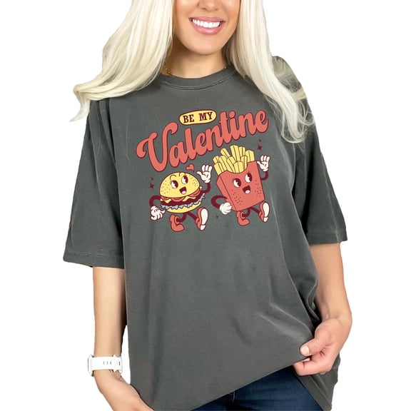 Cute Burger And Fries Valentine's Day, Pepper Comfort Colors T-Shirt, 2XL
