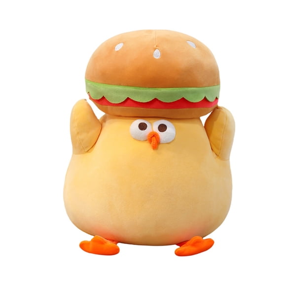 Cute Burger Chicken Plush Toy, Soft Stuffed Animal Doll, Funny Food Animal Plush Gift