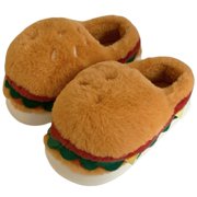Cute Burger Cotton Slippers Cartoon Fuzzy Slippers For Male And Female Winter Plush Warm Slippers Household Couple Home Shoes 40-41
