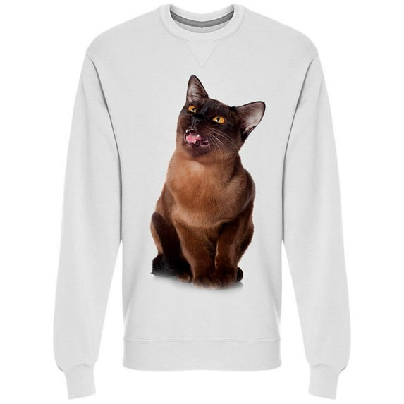 Cute Burmese Cat Meowing Sweatshirt Men -Image by Shutterstock Men Sweatshirt, Male Large