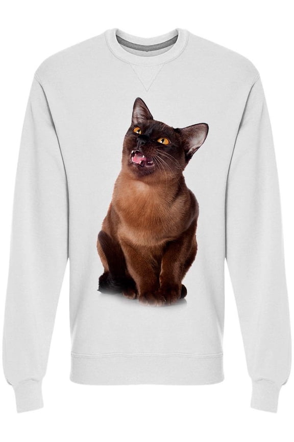 Cute Burmese Cat Meowing Sweatshirt Men -Image by Shutterstock Men Sweatshirt, Male Medium
