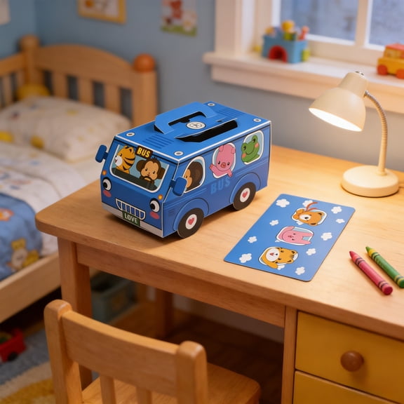Cute Bus Shaped Treat Boxes, Cartoon Animal School Bus Gift Boxes for Kids Birthday Party Favors, Candy Cookie Goodie Boxes