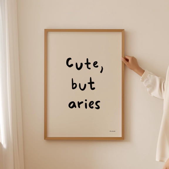 Cute But Aries Wall Art Trendy Zodiac Print Typography Star Print Modern Astrological Aesthetic Dorm Room Decor Girly Art, Unframed Paper Print
