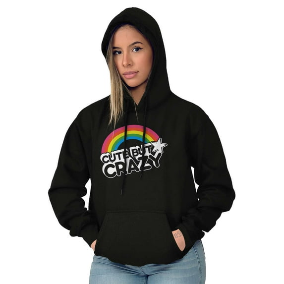 Cute But Crazy Sarcastic Funny Gym Women Plus Size Graphic Pullover Hoodie Brisco Brands 3X