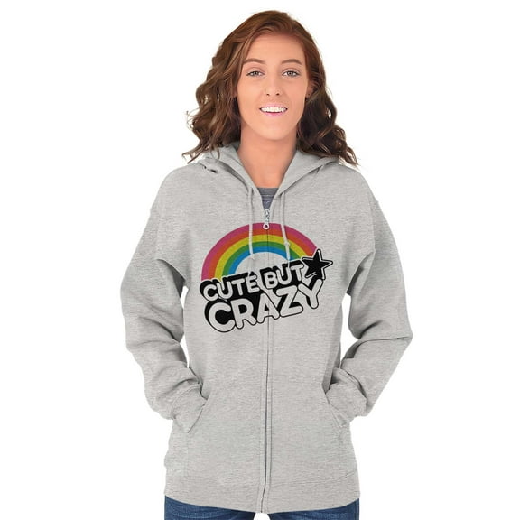 Cute But Crazy Sarcastic Funny Gym Womens Plus Size Graphic Zipper Hoodie Brisco Brands 4X