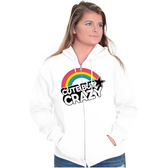 Cute But Crazy Sarcastic Funny Gym Zip Hoodie Sweatshirt Women Brisco Brands S