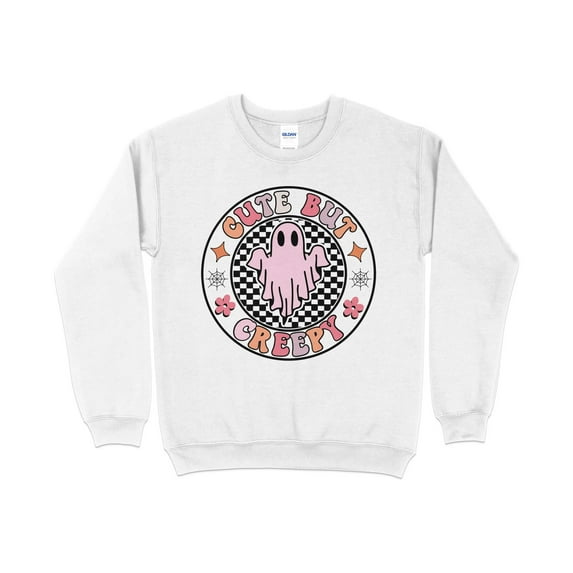 Cute But Creepy, Pumpkin Halloween Sweatshirt, Retro Halloween Crewneck Sweatshirt, Cute Fall Graphic Tee, Unisex Ultra Soft Sweater