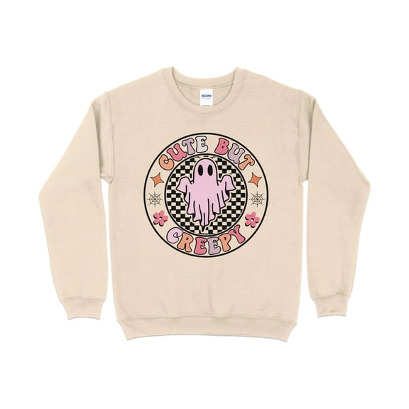 Cute But Creepy, Pumpkin Halloween Sweatshirt, Retro Halloween Crewneck Sweatshirt, Cute Fall Graphic Tee, Unisex Ultra Soft Sweater
