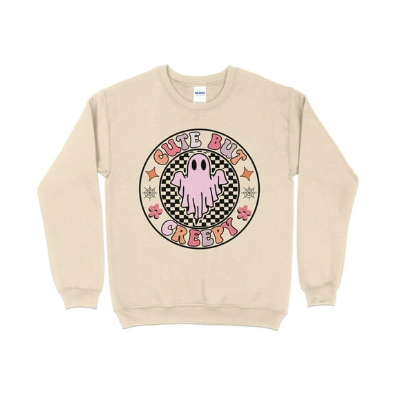 Cute But Creepy, Pumpkin Halloween Sweatshirt, Retro Halloween Crewneck Sweatshirt, Cute Fall Graphic Tee, Unisex Ultra Soft Sweater