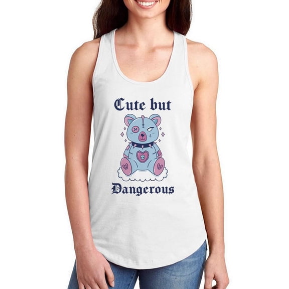 Cute But Dangeorus Bear Racerback Tank Women -Smartprints Designs, Female Large