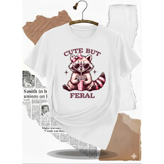 Cute But Feral Bold Funny Statement Everyday Attitude Unisex T-Shirt V51239, up to size 5XL
